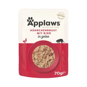 16x70g Applaws csirke&marha aszpikban tasakos nedves macskatáp kép