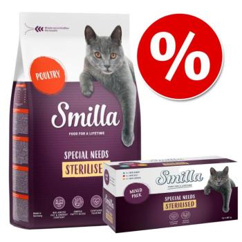 1kg Smilla Sterilised marha száraz macskatáp+12x85g nedves macskatáp kép