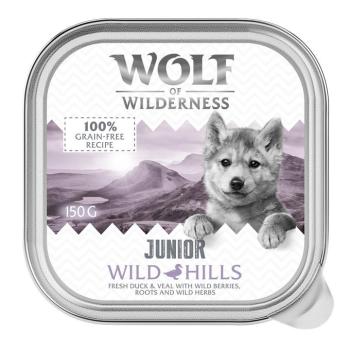 24x 150g Wolf of Wilderness Junior Wild Hills - kacsa és borjú gabonamentes nedves kutyaeledel kép