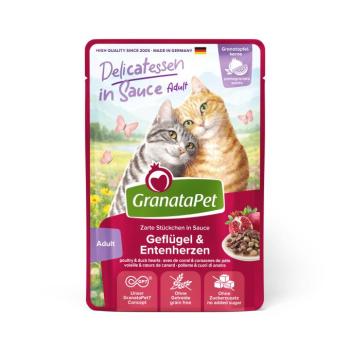 24x100g GranataPet Delicatessen szószban Szárnyas & kacsaszív nedves macskatáp kép