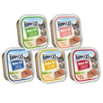24x100g Happy Cat Minkas Duo finom pástétom tálcás nedves macskatáp- Vegyes csomag I (5 változattal) kép