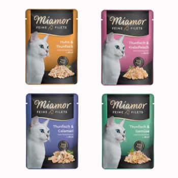 24x100g Miamor finom filék tasakban próbacsomag-mix (4 fajtával)