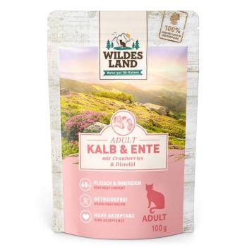 24x100g Wildes Land Borjú, kacsa & áfonya nedves macskatáp kép