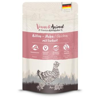 Gazdaságos csomagban: 24x125g Venandi Animal Kitten csirke lazacolajos nedves macskatáp