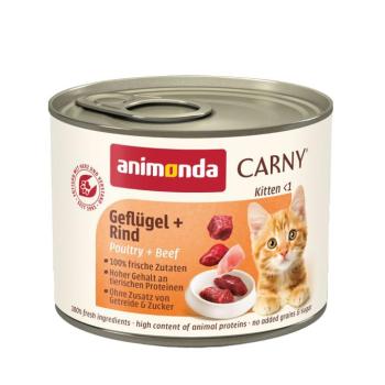 24x200g animonda Carny Kitten szárnyas & marha nedves macskatáp kép
