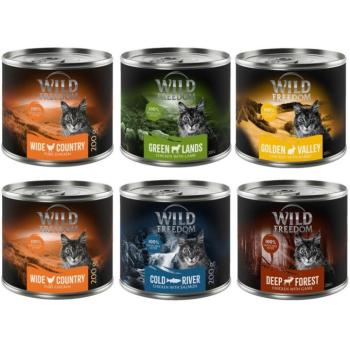 24x200g Wild Freedom Adult nedves macskatáp- Vegyes csomag I (1x csirke, 1x-1x vad, nyúl, bárány, tőkehal) kép