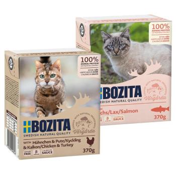 24x370g Bozita falatok nedves macskatáp- Vegyes csomag I (12x csirke & 12x pulyka + lazac szószban ) kép