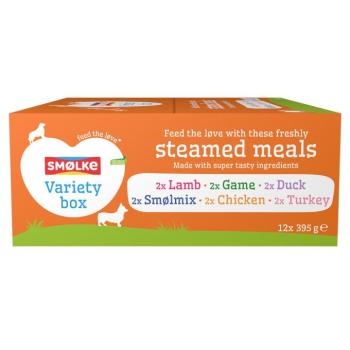 24x395g Smølke Steamed Meals Variety Mix (6 változattal) nedves kutyatáp kép