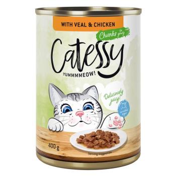 24x400g Catessy falatok nedves macskatáp- Borjú & csirke szószban kép
