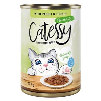 24x400g Catessy falatok nedves macskatáp- Nyúl & pulyka szószban kép