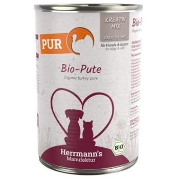 24x400g Herrmann's Kreativ Mix Bio pulyka étrend-kiegészítő eledel kutyáknak kép