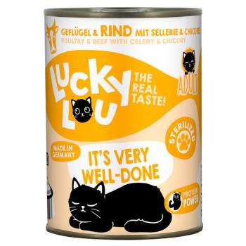 24x400g Lucky Lou Sterilized szárnyas & marha nedves macskatáp kép
