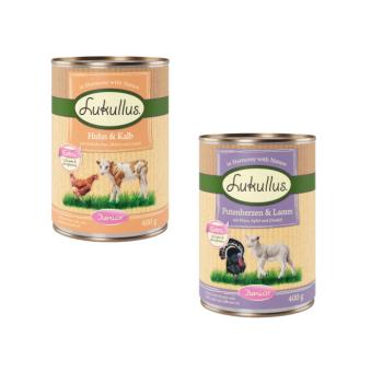 24x400g Lukullus Junior nedves kutyatáp-vegyes csomag 2 változattal