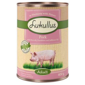 24x400g Lukullus Naturkost Adult sertés (gabonamentes) nedves kutyatáp kép