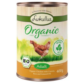 24x400g Lukullus Organic Adult csirke & sárgarépa (gluténmentes) nedves kutyatáp kép