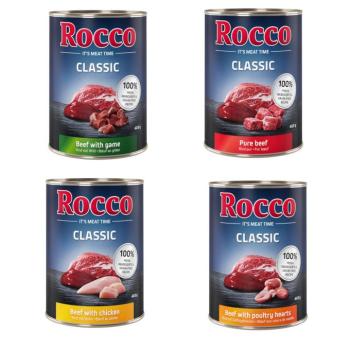 24x400g Rocco Classic nedves kutyatáp- Marha, marha & szárnyasszív, marha & vad, marha & csirke, kép