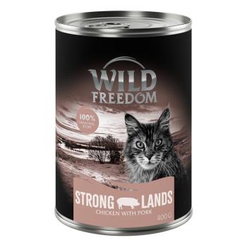 24x400g Wild Freedom Adult nedves macskatáp-Strong Lands - csirke & sertés kép