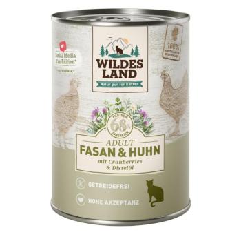 24x400g Wildes Land Adult Cat Fácán & csirke áfonyával nedves macskatáp kép