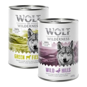 24x400g Wolf of Wilderness nedves kutyatáp- Vegyes: bárány, kacsa kép