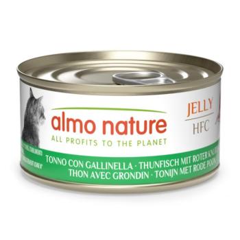 24x70g Almo Nature HFC Tonhal & vörös morgóhal aszpikban nedves macskatáp