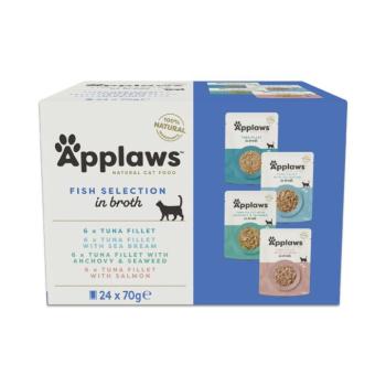 24x70g Applaws Cat Natural Halválogatás alaplébe macskasnack - Halválogatás (4 változat) kép