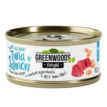 24x70g Greenwoods Delight tonhalfilé & lazac nedves macskaeledel kép