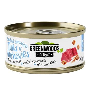24x70g Greenwoods Delight tonhalfilé & szardella nedves macskaeledel kép