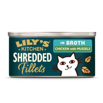 24x70g Lily's Kitchen Shredded Fillets nedves macskatáp - Csirke & kagyló kép