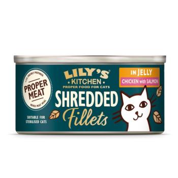 24x70g Lily's Kitchen Shredded Fillets nedves macskatáp - Csirke & lazac kép