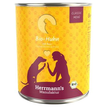 24x800g Herrmann's Classic Bio Menü Classic bio csirke & bio rizs nedves kutyatáp kép