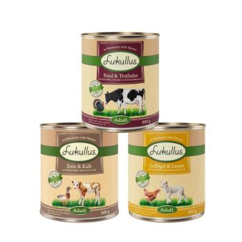 24x800g Lukullus Naturkost nedves kutyatáp Adult mix (3 változattal) gabonamentes kép