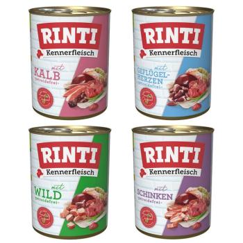 24x800g RINTI ínyenceknek nedves kutyatáp-Adult mix I: sonka, vad, szárnyasszív, borjú kép