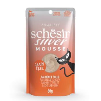 24x80g Schesir Silver Mousse lazac & csirke senior nedves macskatáp kép