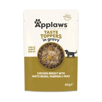 24x85g Applaws Taste Toppers szószban Csirke, borsó, tök & fehér bab nedves macskatáp kép