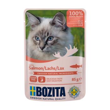 24x85g Bozita falatok aszpikban, tasakos nedves macskatáp- Lazac kép