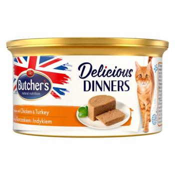 24x85g Butcher's Delicious Dinners Csirke & pulyka nedves macskatáp kép