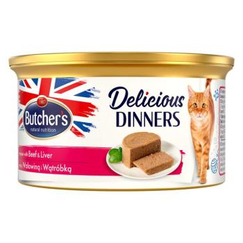 24x85g Butcher's Delicious Dinners Marhahús & máj nedves macskatáp kép