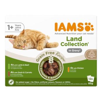 24x85g IAMS Advanced Nutrition Grain Free Land Collection szószban nedves macskatáp kép