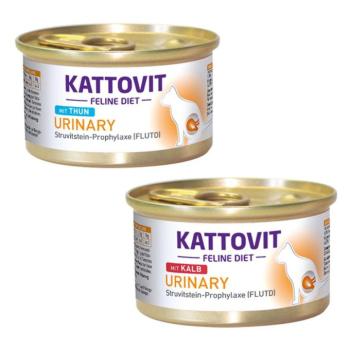 24x85g Kattovit Urinary nedves macskatáp- Vegyes csomag: 12x borjú + 12x tonhal kép
