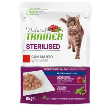 24x85g Natural Trainer Adult Sterilised macska nedvestáp - Marha kép