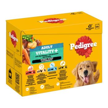 24x85g Pedigree Adult Vitality+ szószban frissentartó tasakok nedves kutyatáp (4 fajta) kép