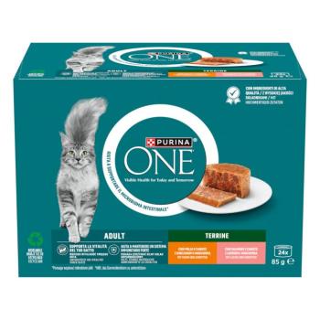 24x85g PURINA ONE Adult Terrine nedves macskaeledel vegyes csomagban kép