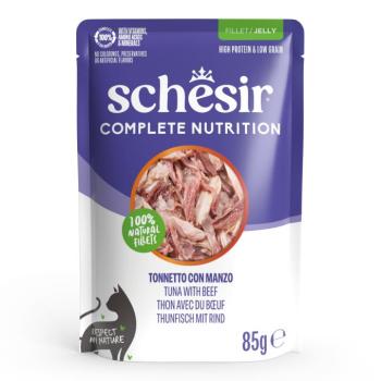 24x85g Schesir Complete Nutrition Filet tonhal & marha nedves macskatáp kép