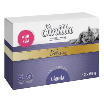 24x85g Smilla Deluxe falatok szószban borjú & sárgarépa nedves macskatáp kép