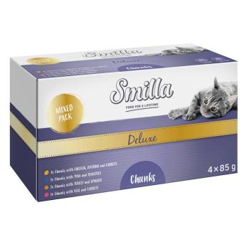 24x85g Smilla Deluxe falatok szószban nedves macskatáp vegyesen kép