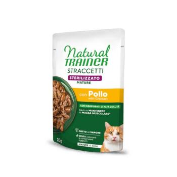 28x70g Natural Trainer Straccetti Mature Sterilised csíkok szószban nedves macskatáp- Csirke kép