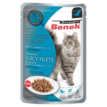 28x85g Super Benek filék Pisztráng szószban nedves macskatáp kép