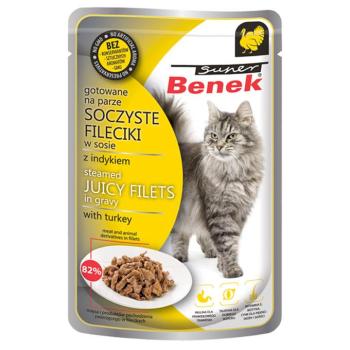 28x85g Super Benek Pulykafilék szószban nedves macskatáp kép
