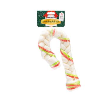 2db (2x180g) beeztees fonott marhabőr karácsonyi cukorrúd kutyasnack kép