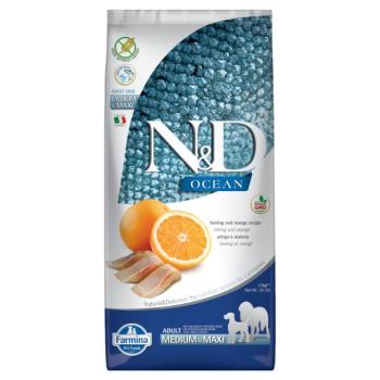 2x12kg N&D gabonamentes Ocean Adult Medium & Maxi hering & narancs száraz kutyatáp kép